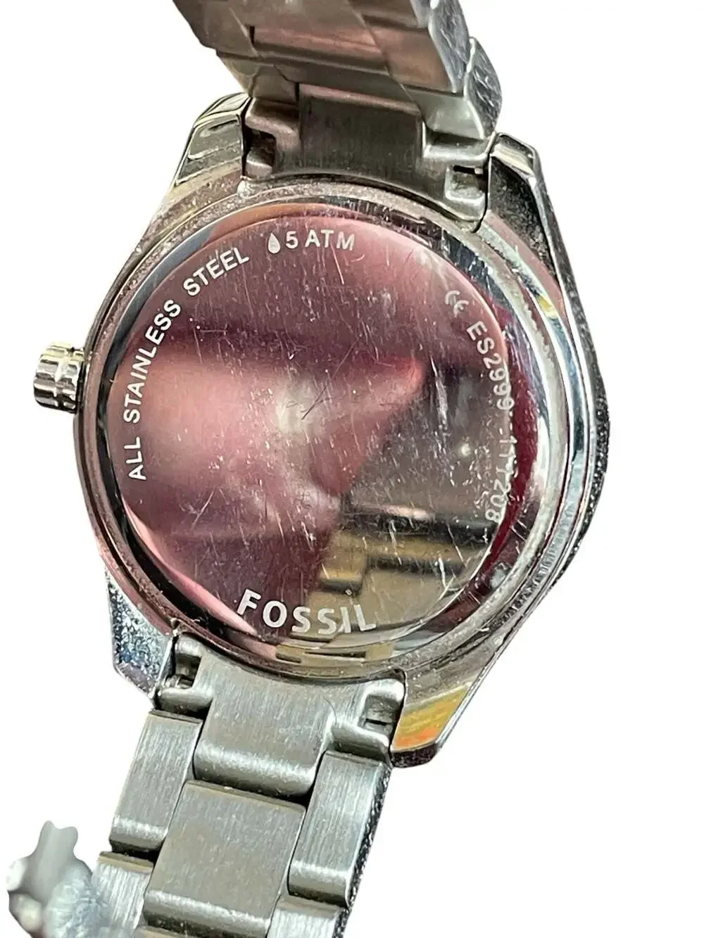Fossil Stella ES2999 Crystal Accented Pink Mother of Pearl Dial Women's Watch